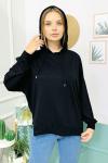 156684 Kapsonlu Yirtmacli Ince Sweatshirt